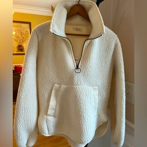 Madewell Cream Sherpa Half-Zip Pullover Hoodie